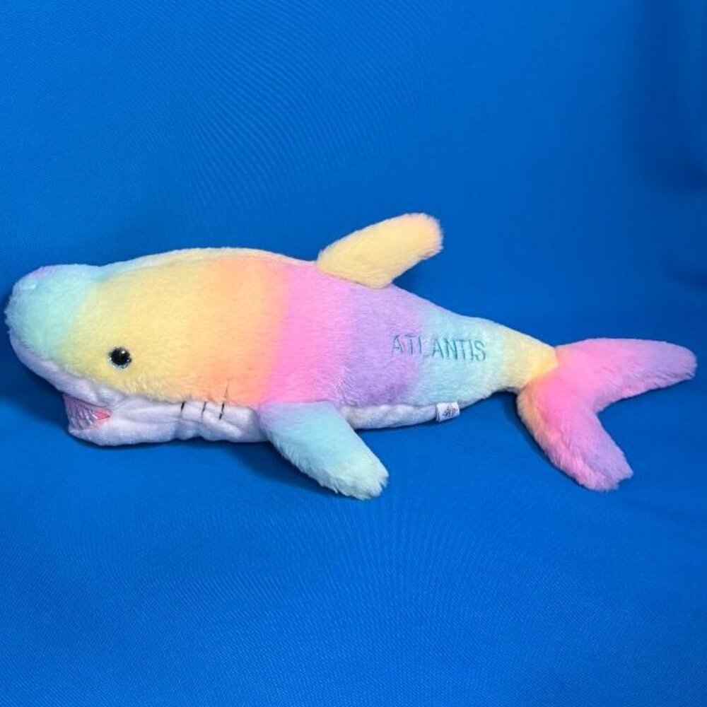 ABSOLUTELY GORGEOUS GREAT WHITE PASTEL / RAINBOW SHARK PLUSH / STUFFED ANIMAL
